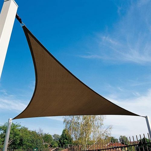 Slnečná plachta - tienidlo na terasu, trojuholníková 3x3x3 m - Kávovo Hnedá - HDPE